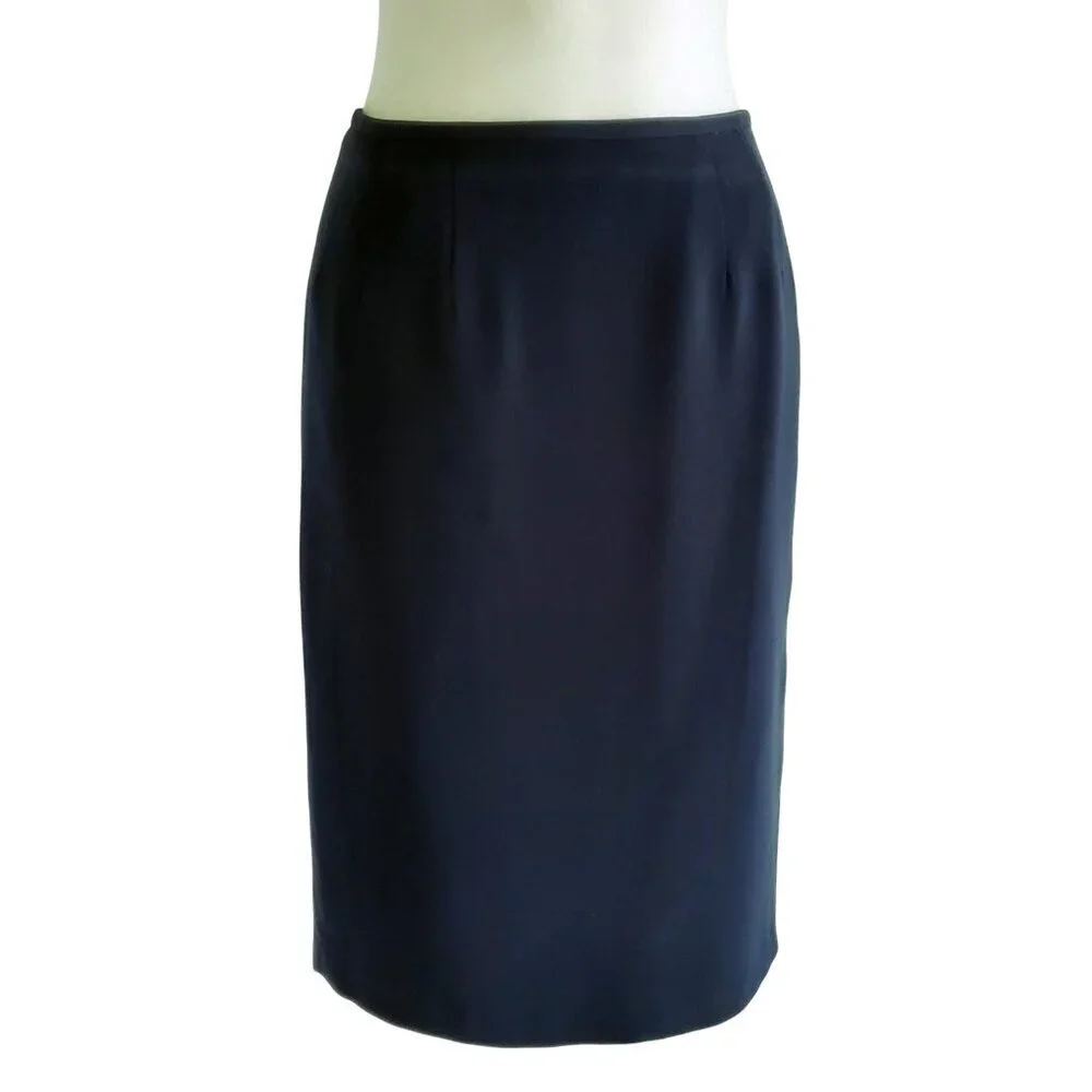 KASPER Black Pencil Skirt Fully Lined Career Professional Polyester Size 2